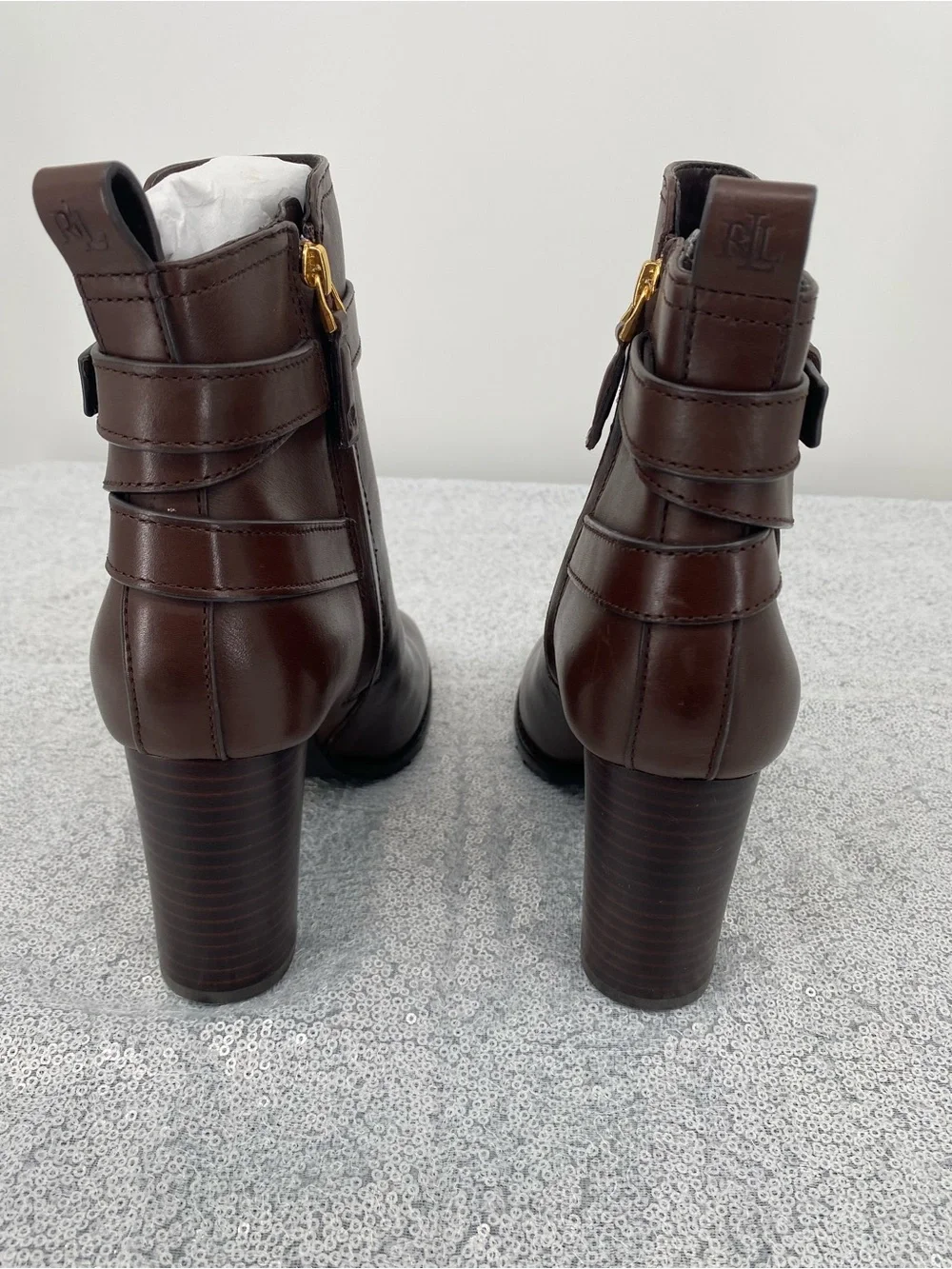 Lauren Ralph Lauren Madisyn Bootie Chestnut Brown Leather Size 6B